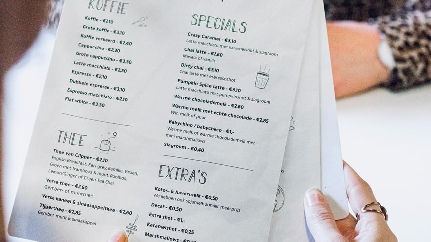 clean restaurant menu